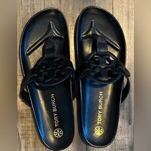 Tory Burch black leather Miller sandals. NWOT. Size 9-9.5 (10 inches long).